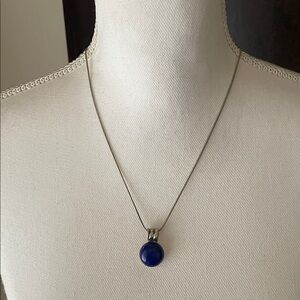 Sterling Silver Necklace with Lapis Lazuli Pendant